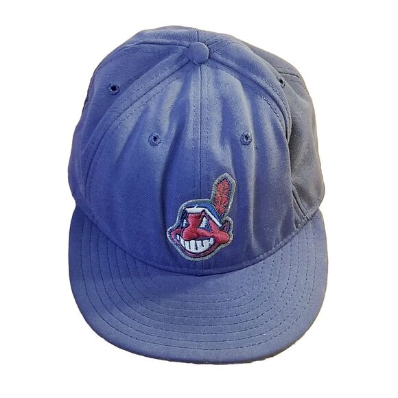 New Era Other - Cleveland Indians Vintage New Era 59fifty Hat Size 8 Chief Wahoo Blue USA Made